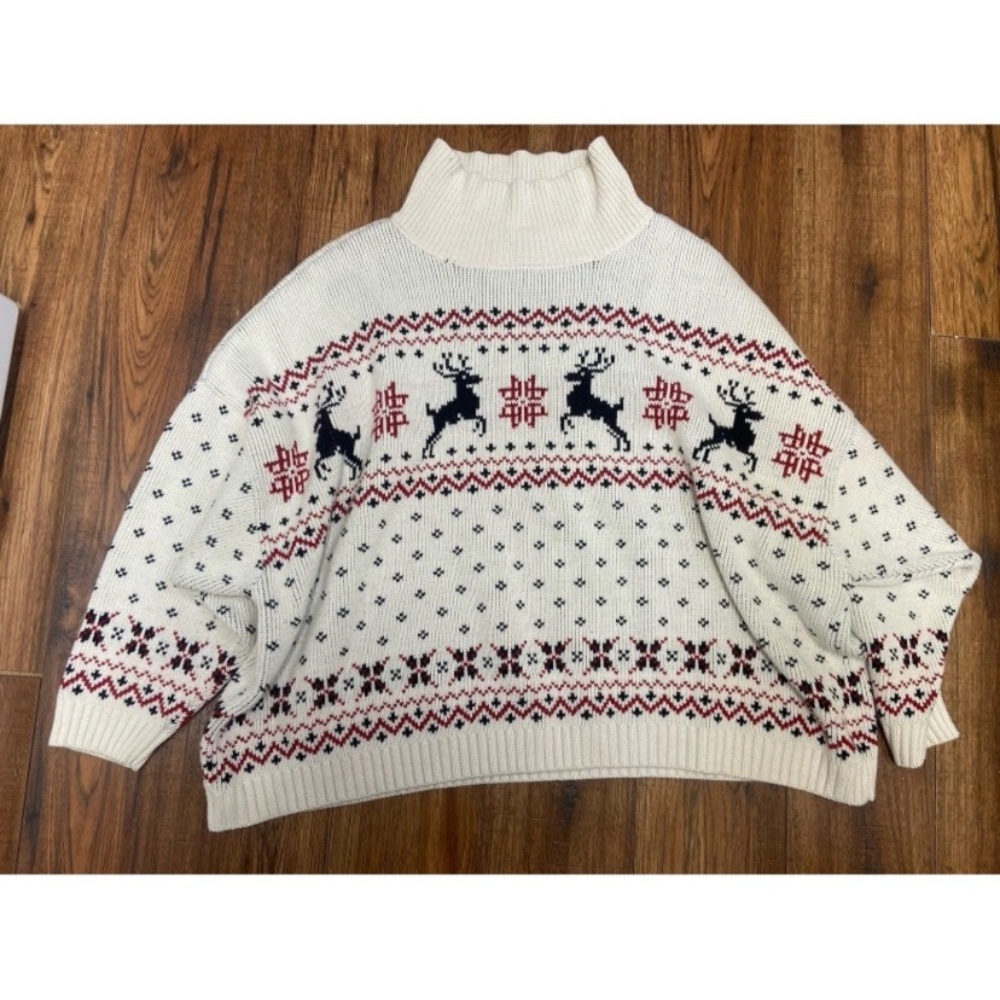 Torrid White and Black Cowl Neck Sweater